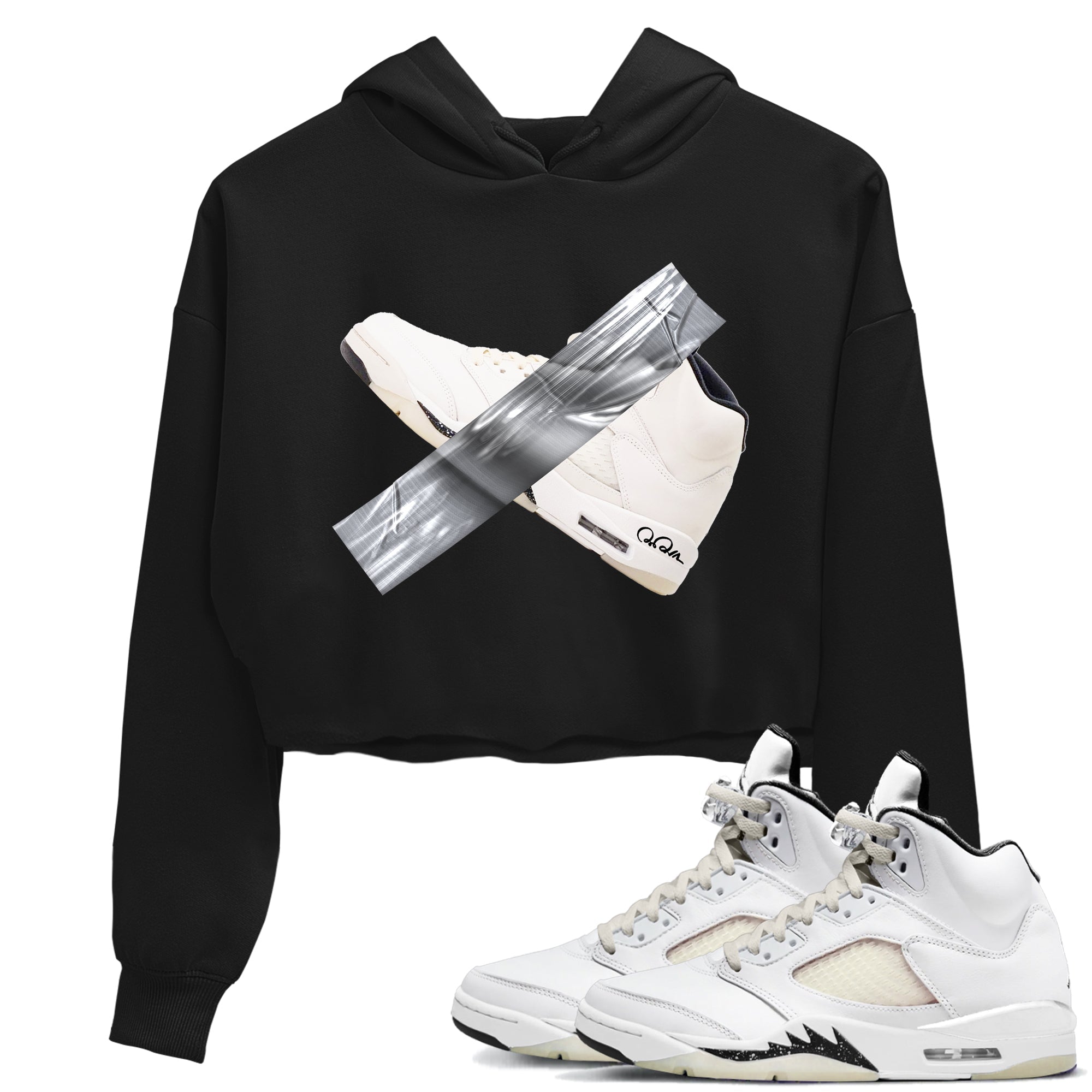 5s Sail shirt to match jordans Duct Tape sneaker tees Air Jordan 5 Sail SNRT Sneaker Release Tees Black 1 crop length shirt