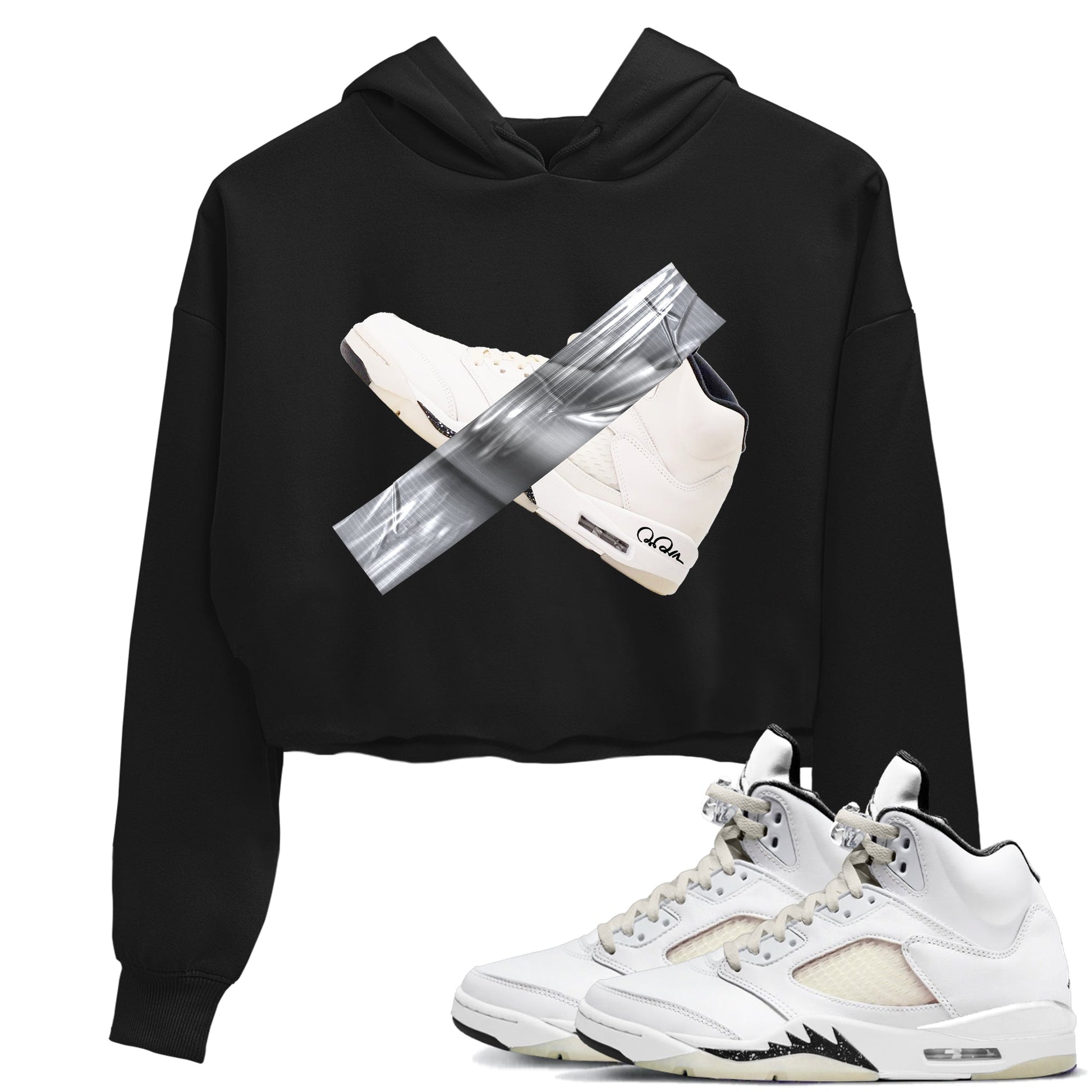5s Sail shirt to match jordans Duct Tape sneaker tees Air Jordan 5 Sail SNRT Sneaker Release Tees Black 1 crop length shirt