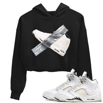 5s Sail shirt to match jordans Duct Tape sneaker tees Air Jordan 5 Sail SNRT Sneaker Release Tees Black 1 crop length shirt