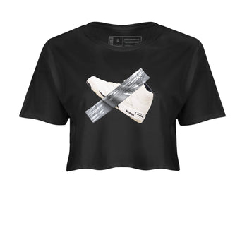 5s Sail shirt to match jordans Duct Tape sneaker tees Air Jordan 5 Sail SNRT Sneaker Release Tees Black 2 crop length shirt