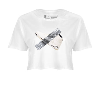 5s Sail shirt to match jordans Duct Tape sneaker tees Air Jordan 5 Sail SNRT Sneaker Release Tees White 2 crop length shirt