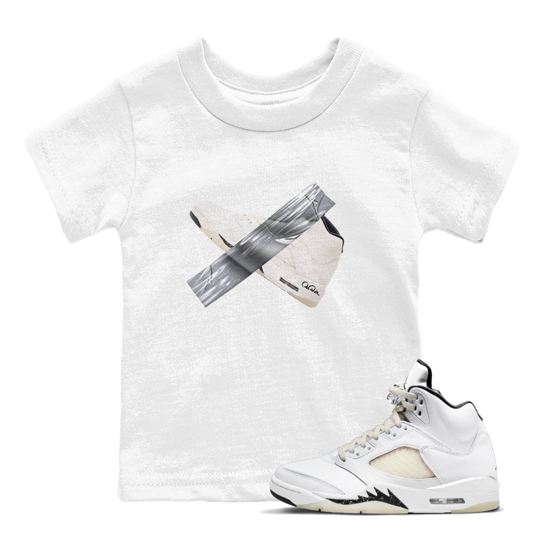 5s Sail shirt to match jordans Duct Tape sneaker tees Air Jordan 5 Sail SNRT sneaker release tees baby toddler White 1 cotton Shirt