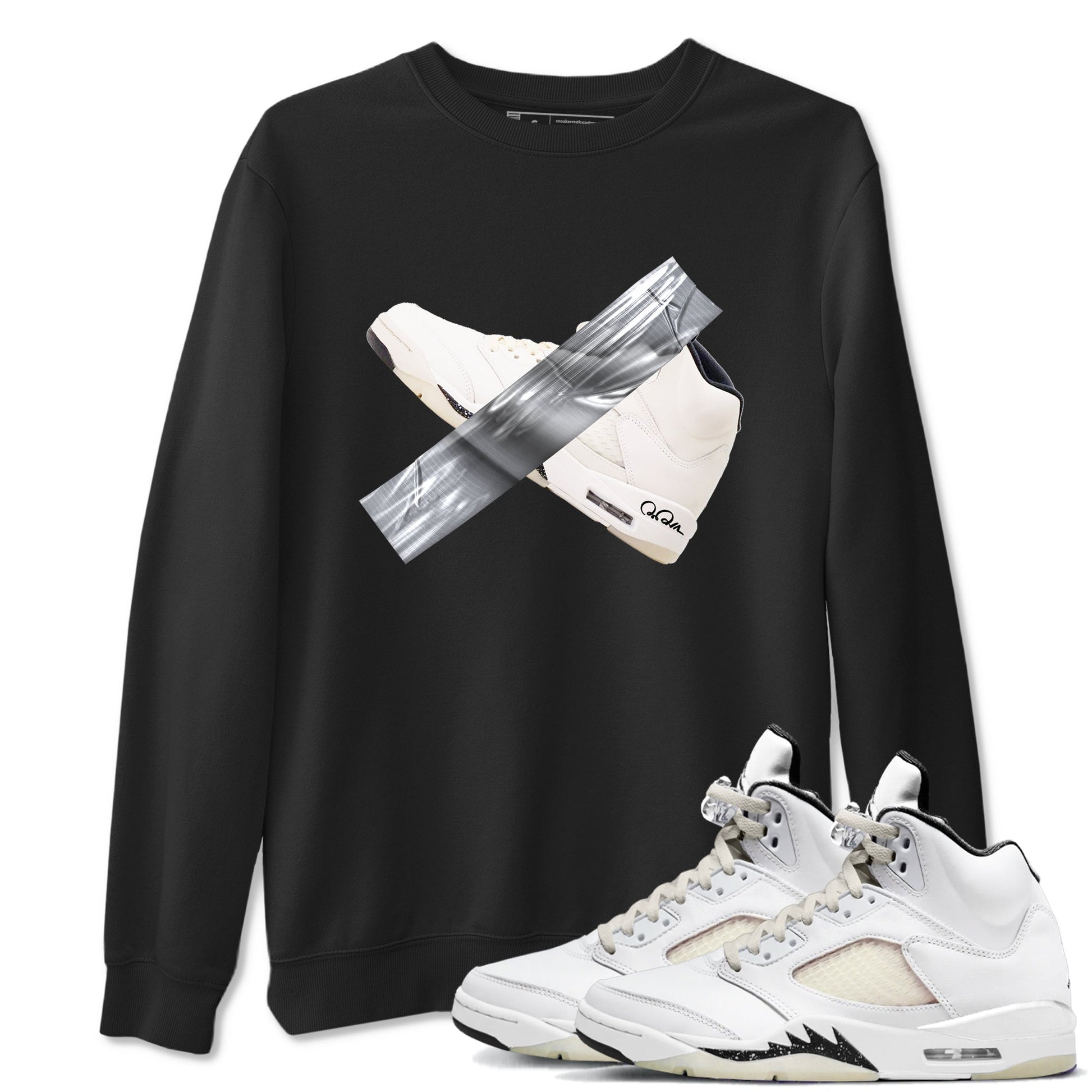 5s Sail shirt to match jordans Duct Tape sneaker tees Air Jordan 5 Sail SNRT Sneaker Release Tees unisex cotton Black 1 crew neck shirt