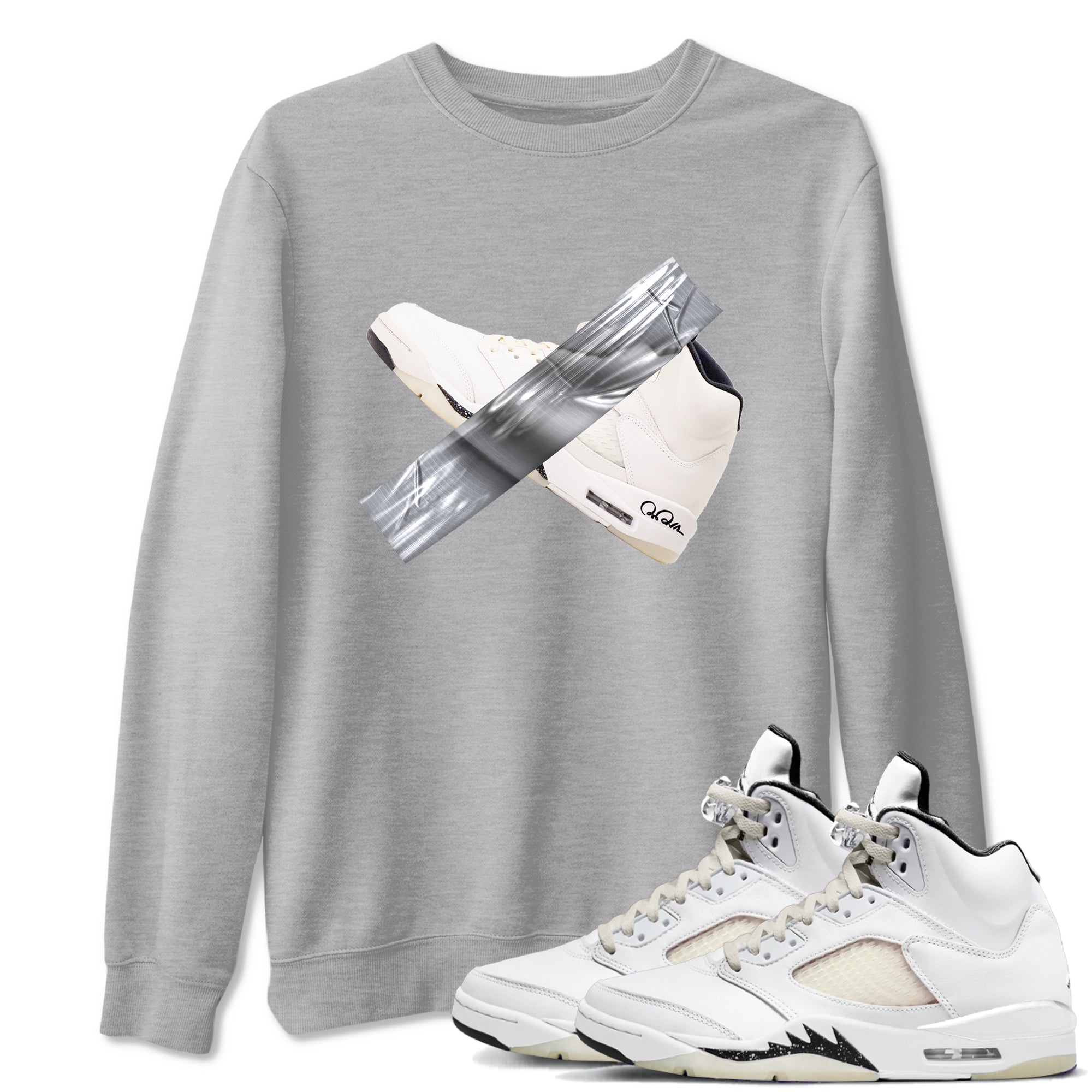 5s Sail shirt to match jordans Duct Tape sneaker tees Air Jordan 5 Sail SNRT Sneaker Release Tees unisex cotton Heather Grey 1 crew neck shirt