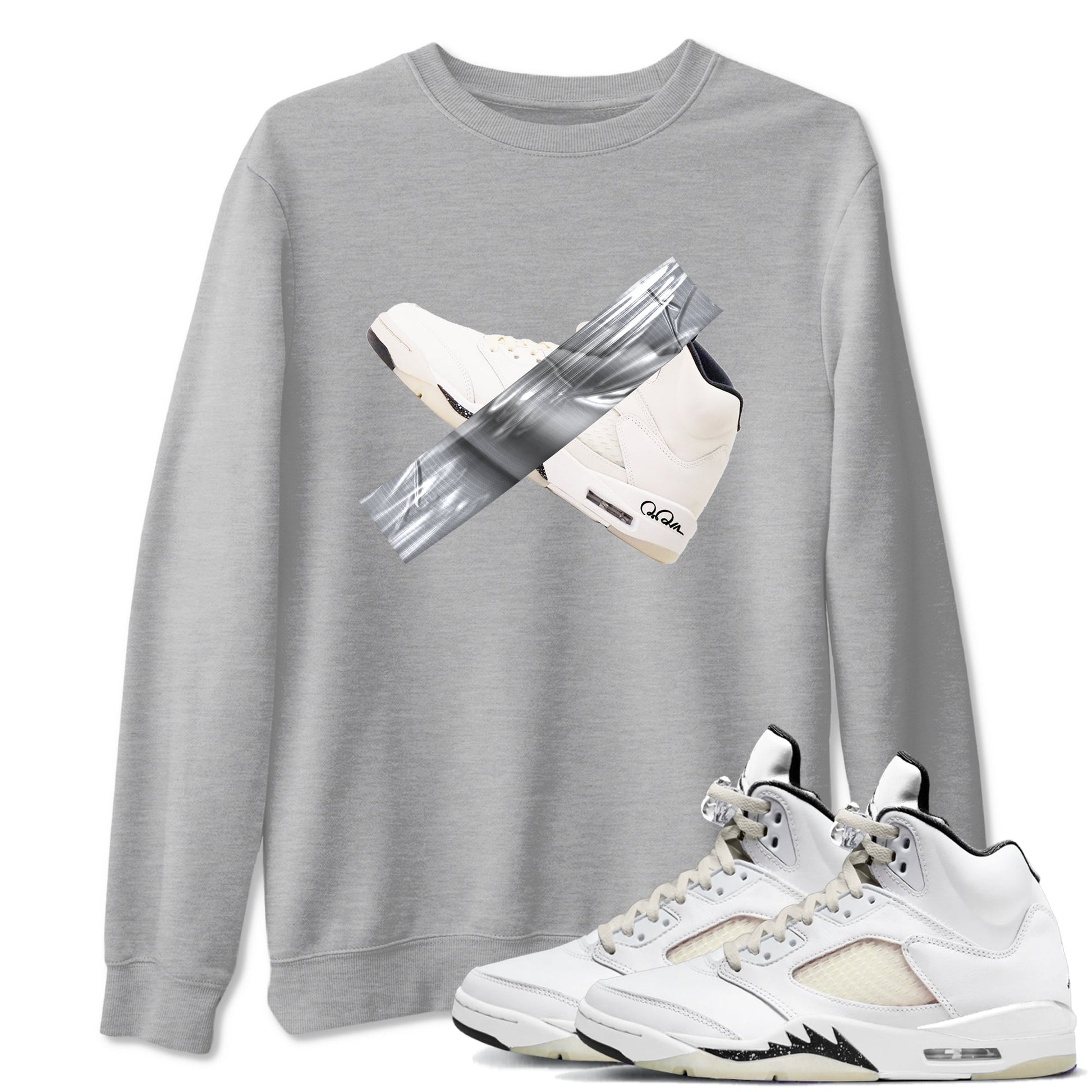 5s Sail shirt to match jordans Duct Tape sneaker tees Air Jordan 5 Sail SNRT Sneaker Release Tees unisex cotton Heather Grey 1 crew neck shirt
