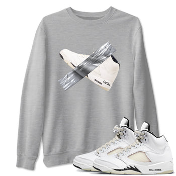 5s Sail shirt to match jordans Duct Tape sneaker tees Air Jordan 5 Sail SNRT Sneaker Release Tees unisex cotton Heather Grey 1 crew neck shirt