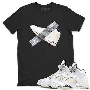 5s Sail shirt to match jordans Duct Tape sneaker tees Air Jordan 5 Sail SNRT Sneaker Release Tees unisex cotton Black 1 crew neck shirt