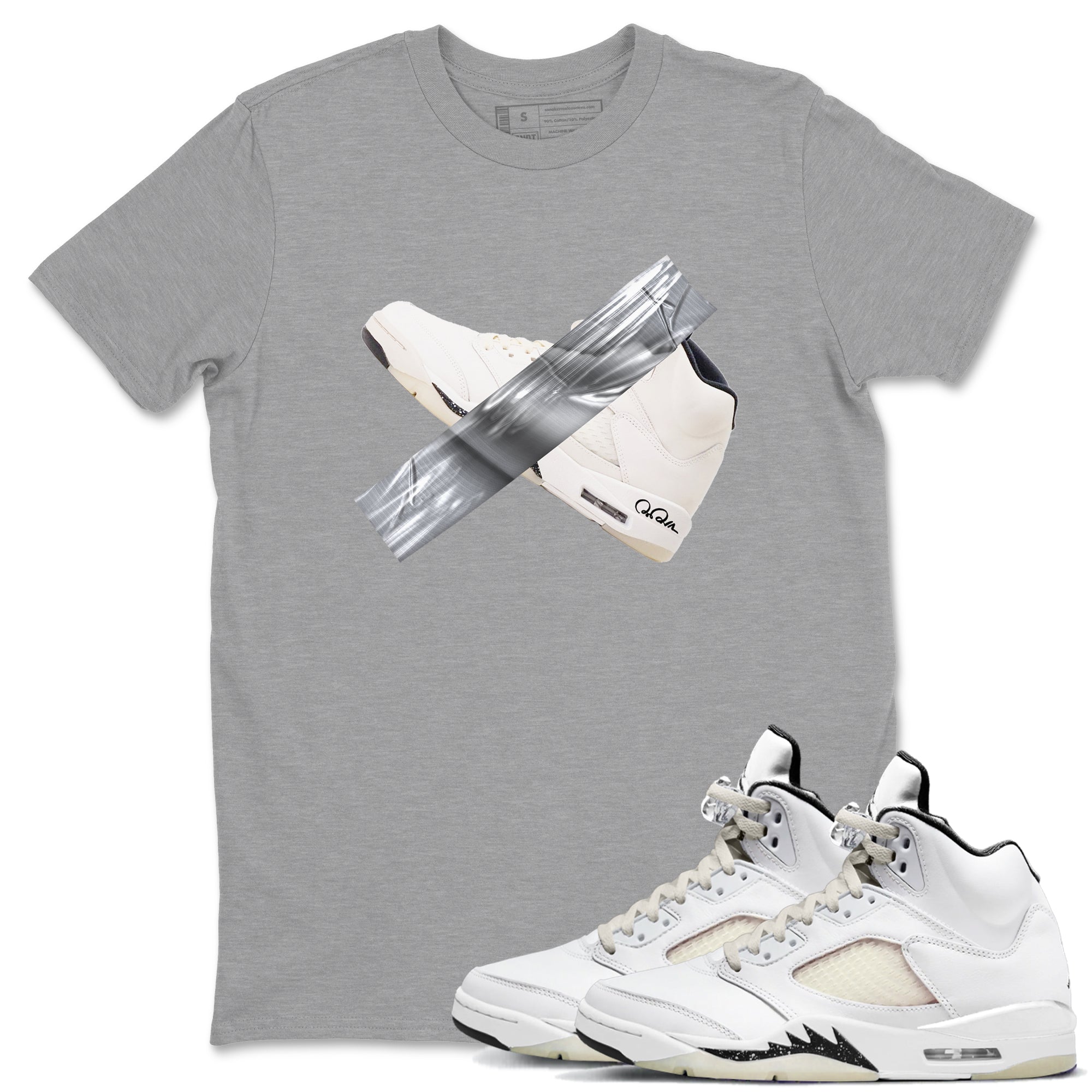 5s Sail shirt to match jordans Duct Tape sneaker tees Air Jordan 5 Sail SNRT Sneaker Release Tees unisex cotton Heather Grey 1 crew neck shirt