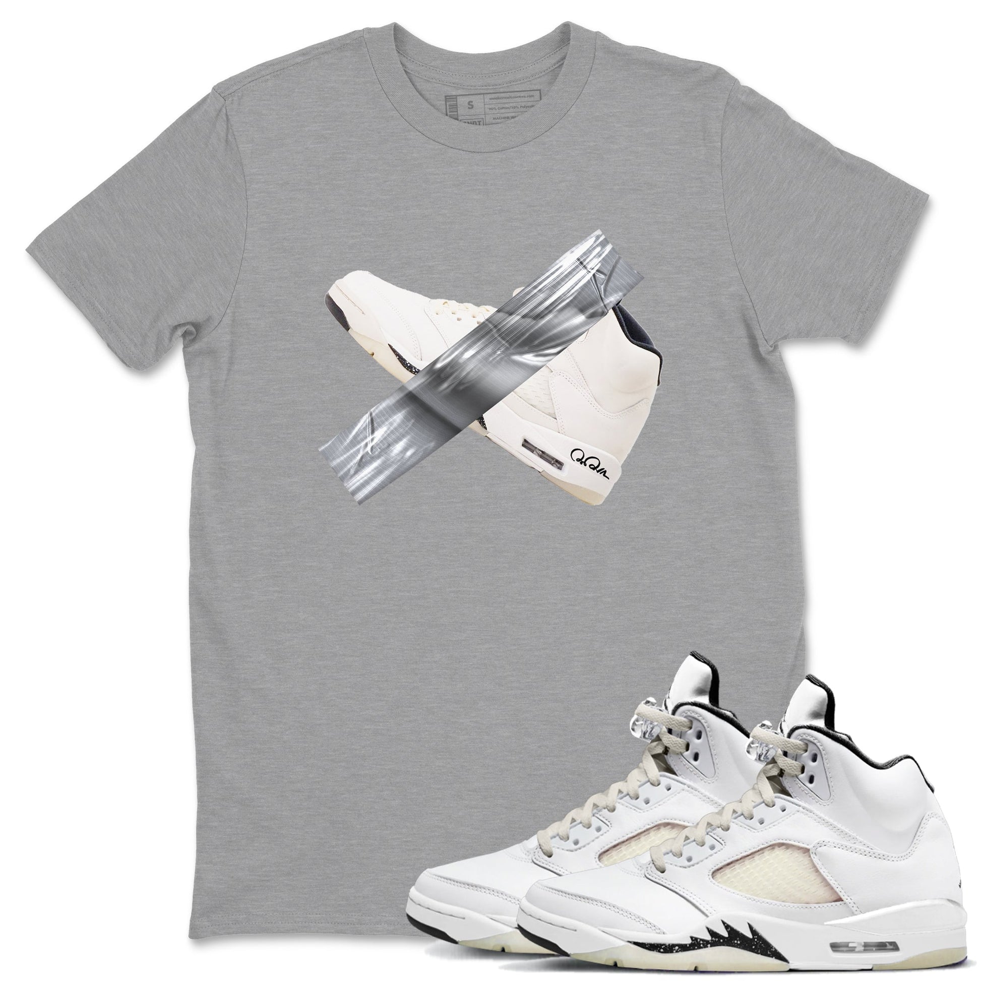 5s Sail shirt to match jordans Duct Tape sneaker tees Air Jordan 5 Sail SNRT Sneaker Release Tees unisex cotton Heather Grey 1 crew neck shirt