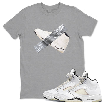 5s Sail shirt to match jordans Duct Tape sneaker tees Air Jordan 5 Sail SNRT Sneaker Release Tees unisex cotton Heather Grey 1 crew neck shirt