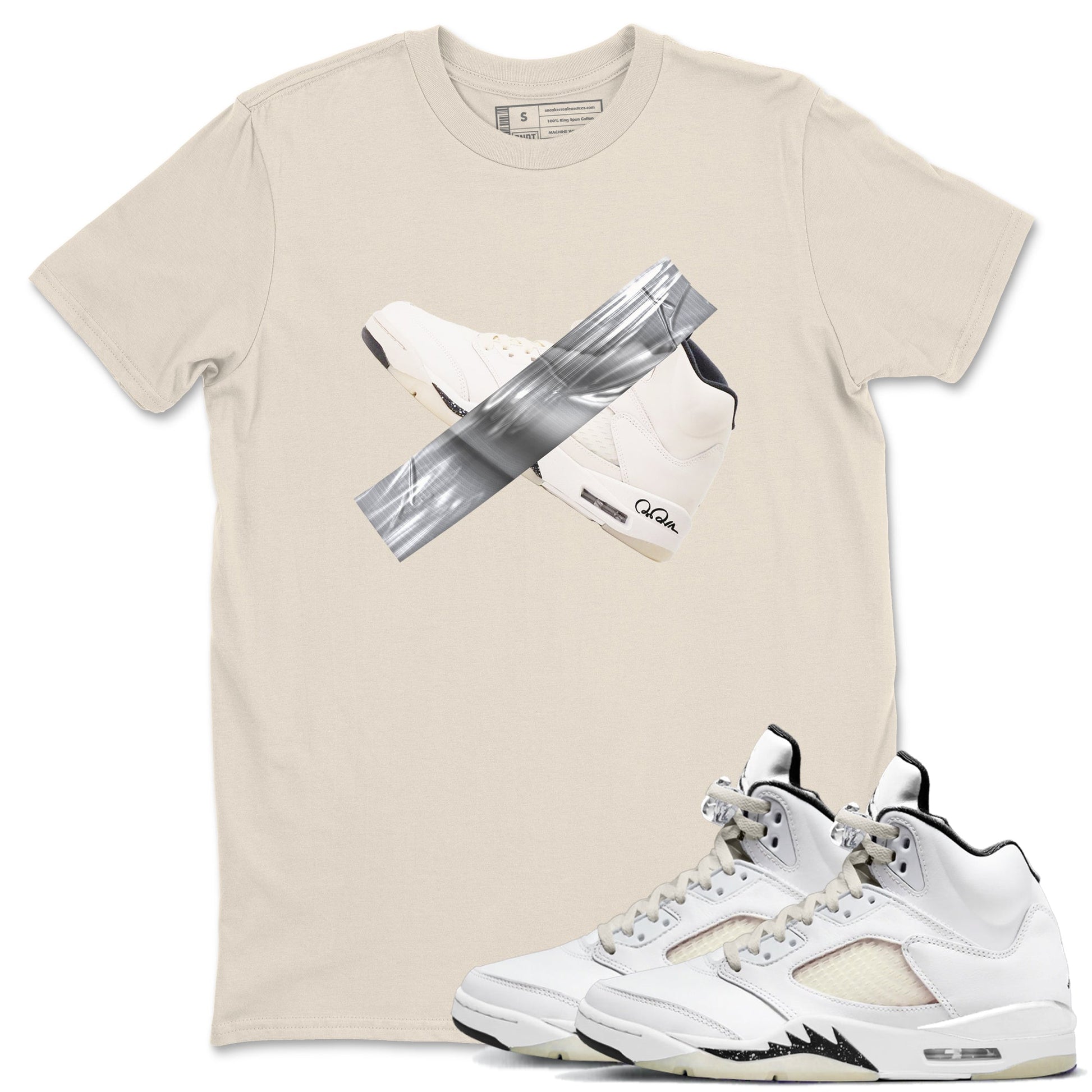 5s Sail shirt to match jordans Duct Tape sneaker tees Air Jordan 5 Sail SNRT Sneaker Release Tees unisex cotton Natural 1 crew neck shirt
