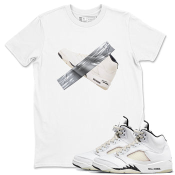 5s Sail shirt to match jordans Duct Tape sneaker tees Air Jordan 5 Sail SNRT Sneaker Release Tees unisex cotton White 1 crew neck shirt