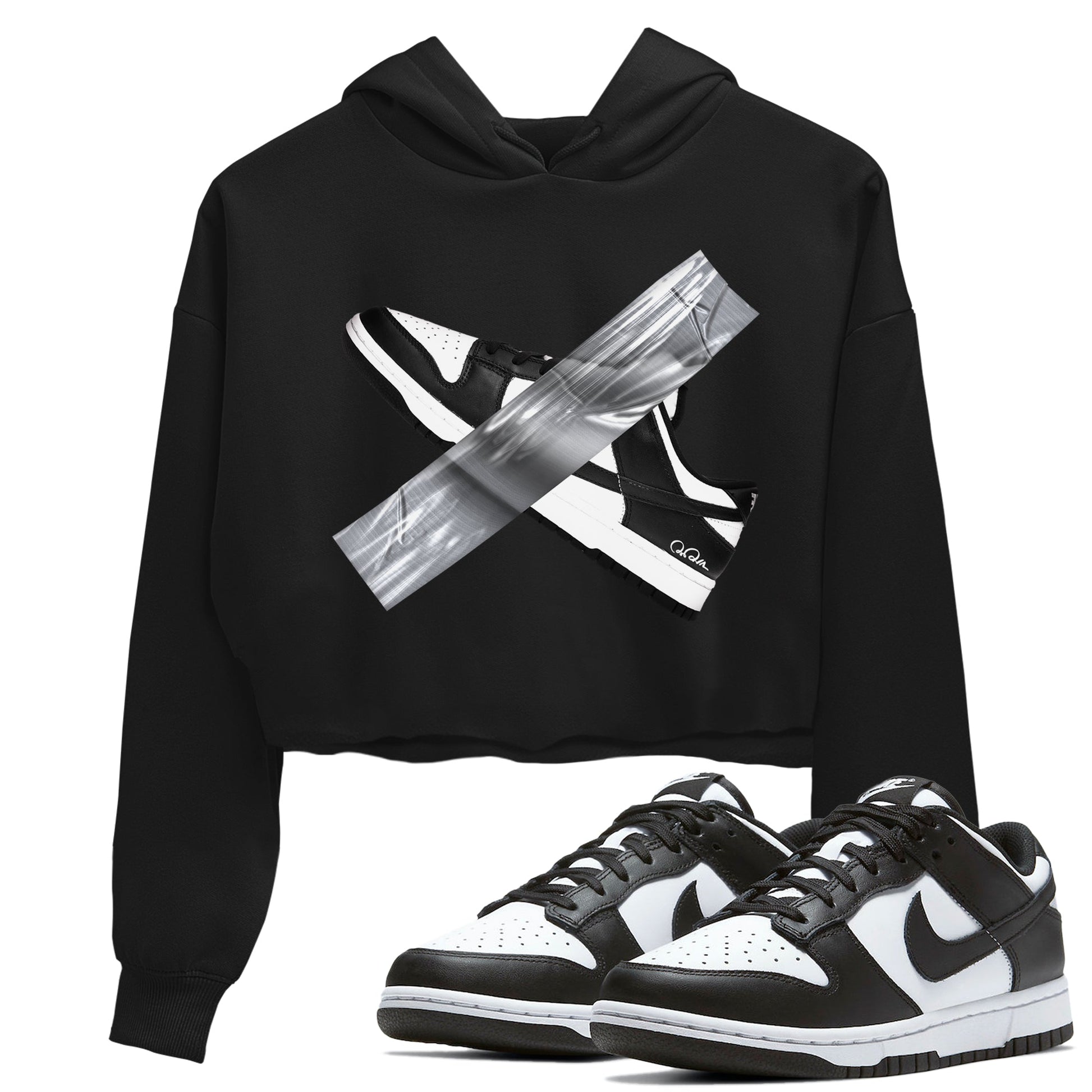 Dunk Panda shirt to match jordans Duct Tape sneaker tees Dunk Panda SNRT Sneaker Release Tees Black 1 crop length shirt