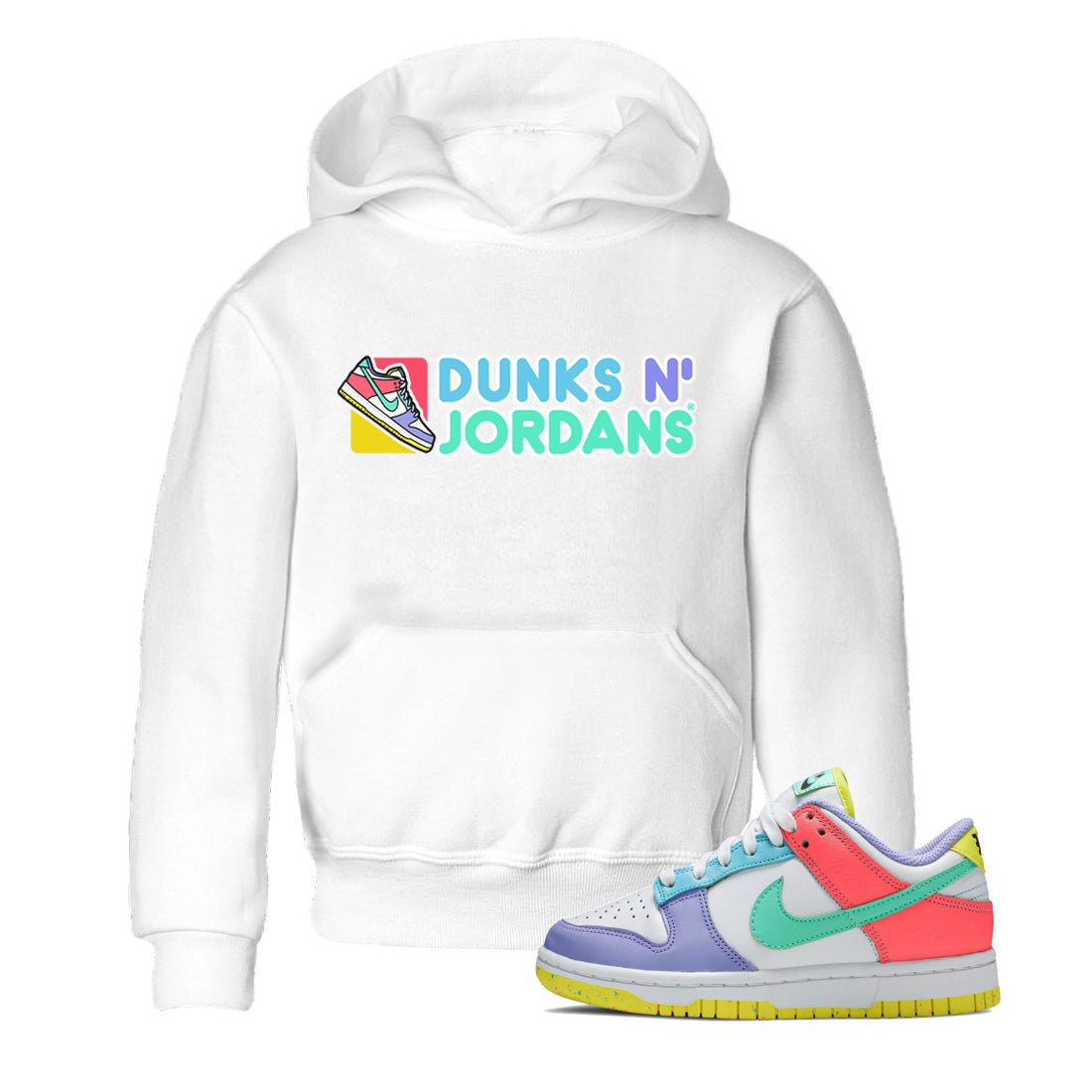 Dunk Easter Candy Sneaker Match Tees Dunks N Jordans Sneaker Tees Holiday Easter T-Shirt Sneaker Release Tees Kids Shirts White 1