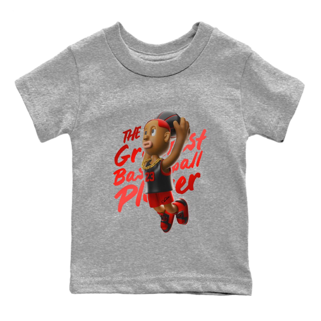 Air Jordan 1 Satin Bred Sneaker Match Tees Dunkshot Boy Sneaker Tees AJ1 Satin Bred Sneaker Release Tees Kids Shirts Heather Grey 2