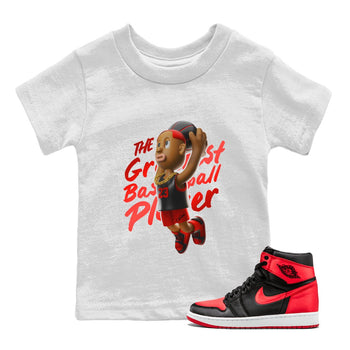 Air Jordan 1 Satin Bred Sneaker Match Tees Dunkshot Boy Sneaker Tees AJ1 Satin Bred Sneaker Release Tees Kids Shirts White 1