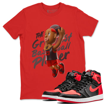 Air Jordan 1 Satin Bred Sneaker Match Tees Dunkshot Boy Sneaker Tees AJ1 Satin Bred Sneaker Release Tees Unisex Shirts Red 1