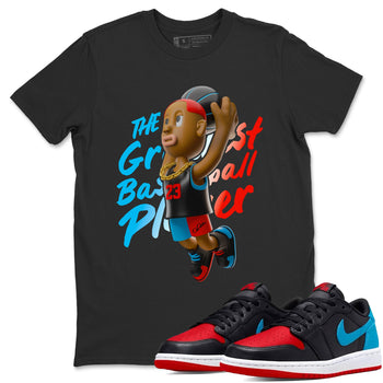 Air Jordan 1 UNC to Chicago Sneaker Match Tees Dunkshot Boy Sneaker Tees AJ1 UNC to Chicago Sneaker Release Tees Unisex Shirts Black 1