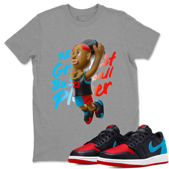 Air Jordan 1 UNC to Chicago Sneaker Match Tees Dunkshot Boy Sneaker Tees AJ1 UNC to Chicago Sneaker Release Tees Unisex Shirts Heather Grey 1