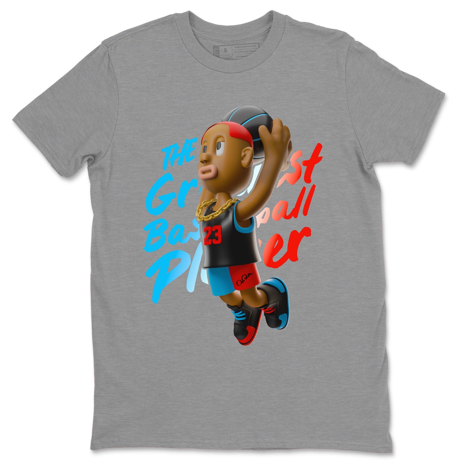 Air Jordan 1 UNC to Chicago Sneaker Match Tees Dunkshot Boy Sneaker Tees AJ1 UNC to Chicago Sneaker Release Tees Unisex Shirts Heather Grey 2