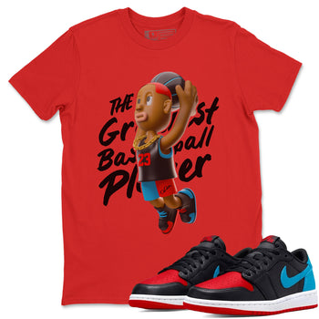 Air Jordan 1 UNC to Chicago Sneaker Match Tees Dunkshot Boy Sneaker Tees AJ1 UNC to Chicago Sneaker Release Tees Unisex Shirts Red 1
