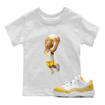 Air Jordan 11 Yellow Python Sneaker Match Tees Dunkshot Boy Sneaker Tees AJ11 Yellow Python Sneaker Release Tees Kids Shirts White 1