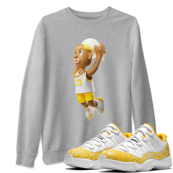 Air Jordan 11 Yellow Python Sneaker Match Tees Dunkshot Boy Sneaker Tees AJ11 Yellow Python Sneaker Release Tees Unisex Shirts Heather Grey 1