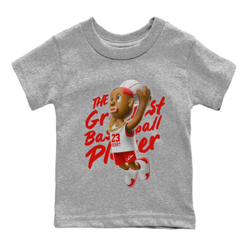 Air Jordan 12 Cherry Sneaker Match Tees Dunkshot Boy Sneaker Tees AJ12 Cherry Sneaker Release Tees Kids Shirts Heather Grey 2