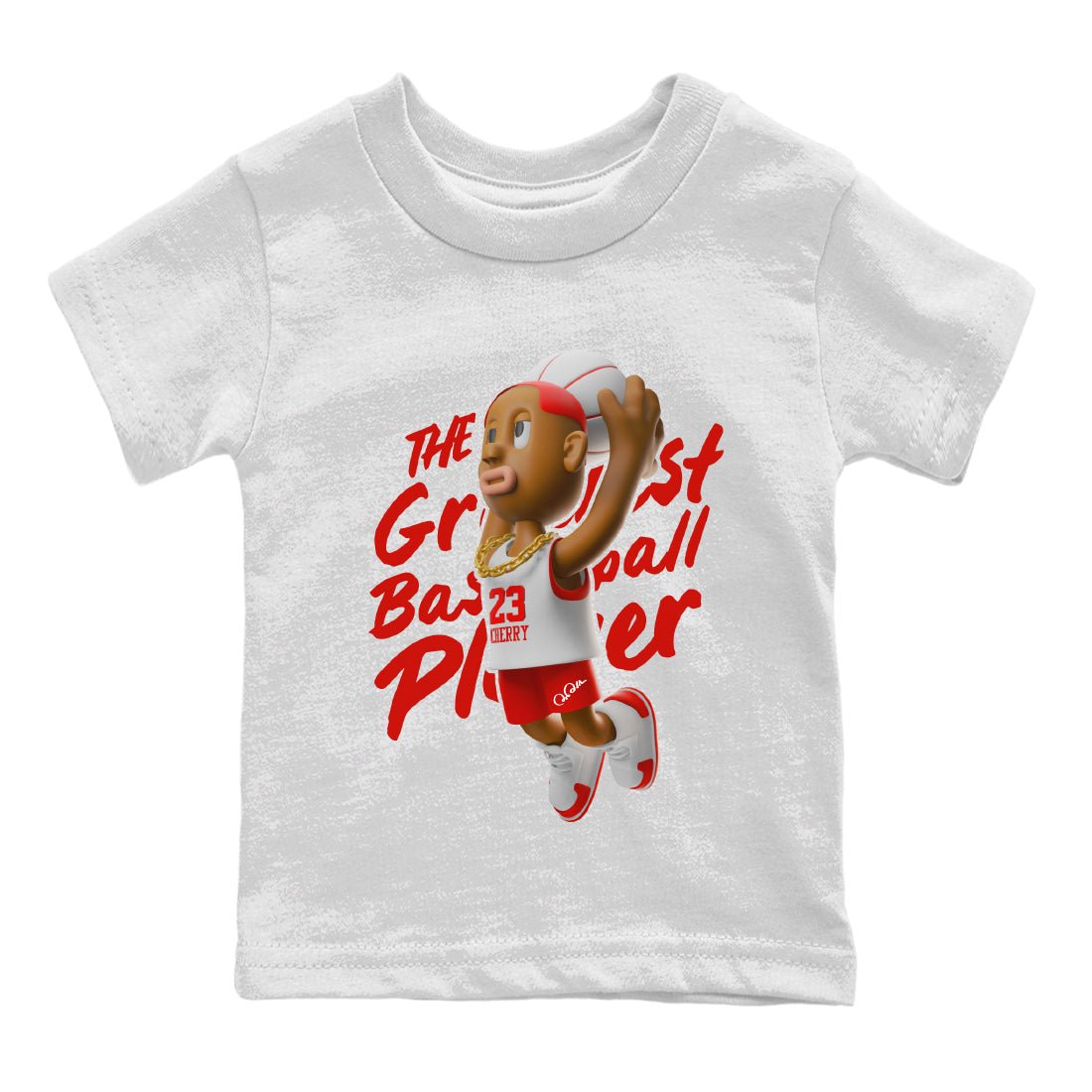 Air Jordan 12 Cherry Sneaker Match Tees Dunkshot Boy Sneaker Tees AJ12 Cherry Sneaker Release Tees Kids Shirts White 2