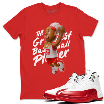 Air Jordan 12 Cherry Sneaker Match Tees Dunkshot Boy Sneaker Tees AJ12 Cherry Sneaker Release Tees Unisex Shirts Red 1