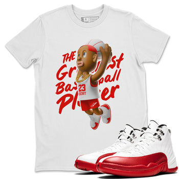 Air Jordan 12 Cherry Sneaker Match Tees Dunkshot Boy Sneaker Tees AJ12 Cherry Sneaker Release Tees Unisex Shirts White 1