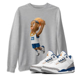 Air Jordan 3 Wizards Sneaker Match Tees Dunkshot Boy Sneaker Tees AJ3 NBA Wizards  Sneaker Release Tees Unisex Shirts Heather Grey 1