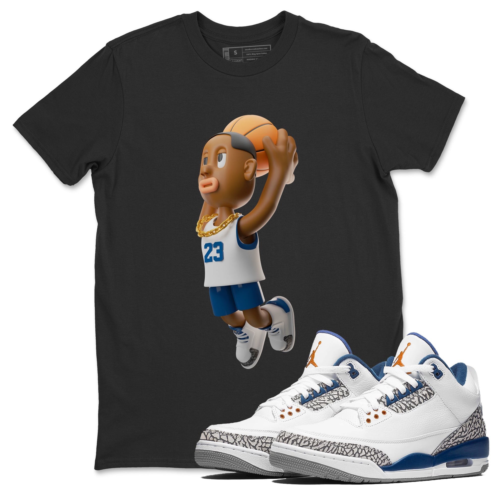 Air Jordan 3 Wizards Sneaker Match Tees Dunkshot Boy Sneaker Tees AJ3 NBA Wizards  Sneaker Release Tees Unisex Shirts Black 1