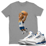 Air Jordan 3 Wizards Sneaker Match Tees Dunkshot Boy Sneaker Tees AJ3 NBA Wizards  Sneaker Release Tees Unisex Shirts Heather Grey 1