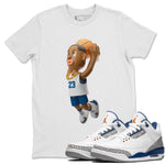 Air Jordan 3 Wizards Sneaker Match Tees Dunkshot Boy Sneaker Tees AJ3 NBA Wizards  Sneaker Release Tees Unisex Shirts White 1