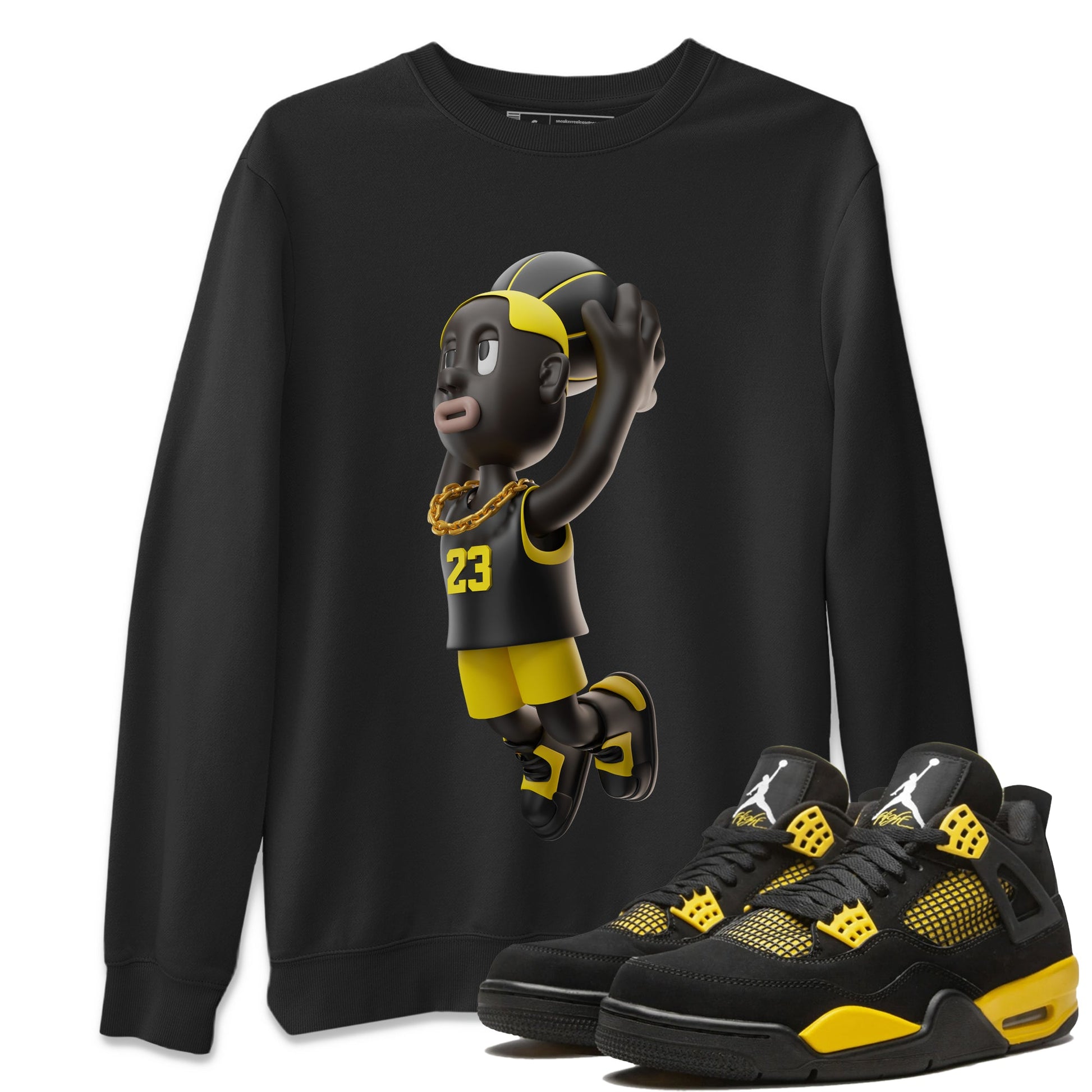 Air Jordan 4 Thunder Dunkshot Boy Crew Neck Sneaker Tees AJ4 Thunder JumpmanSneaker T-Shirts Washing and Care Tip