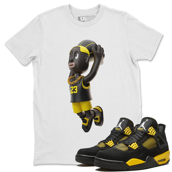 Air Jordan 4 Thunder Sneaker Match Tees Dunkshot Boy Sneaker Tees AJ4 Thunder Jumpman Sneaker Release Tees Unisex Shirts White 1