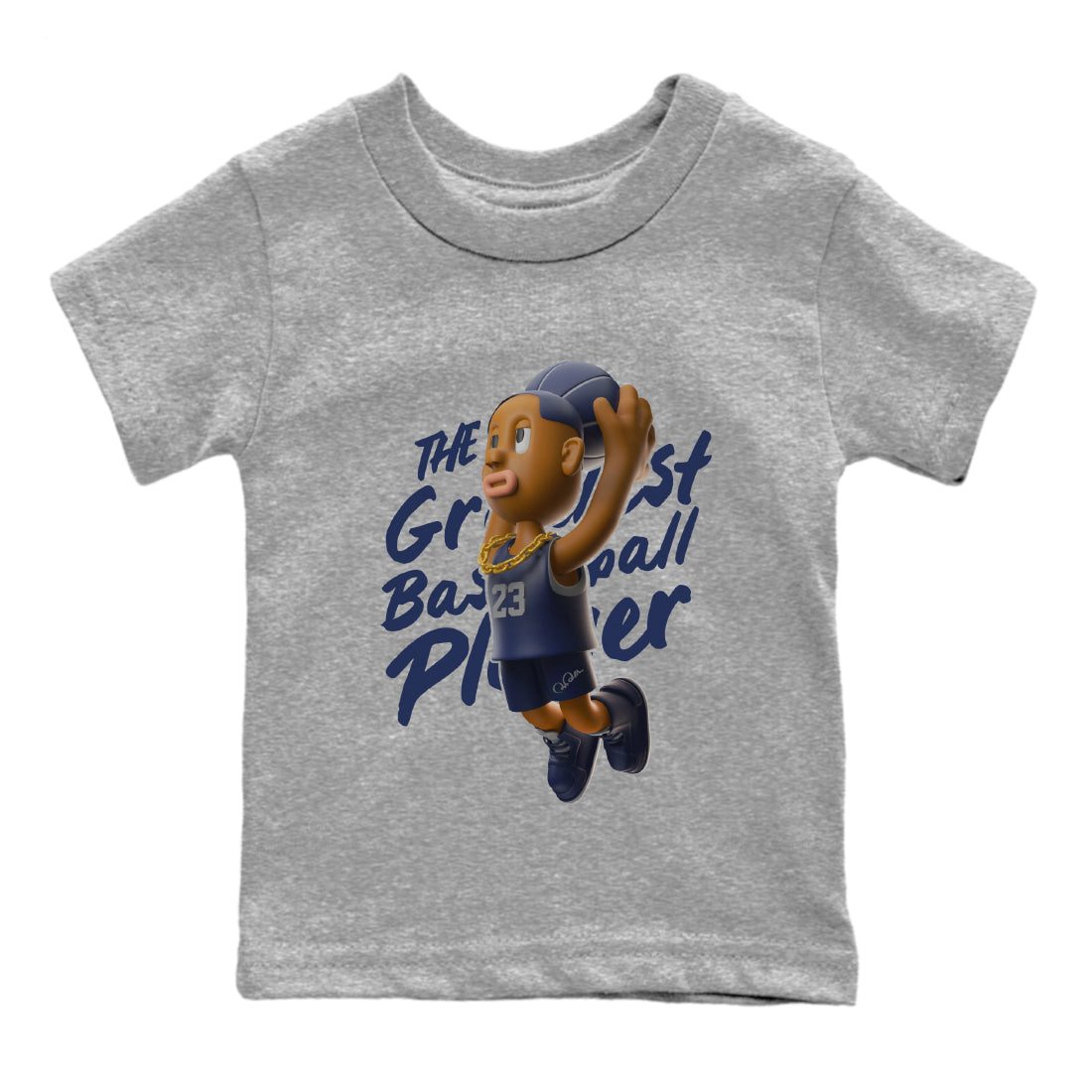 Air Jordan 5 Georgetown Sneaker Match Tees Dunkshot Boy Sneaker Tees AJ5 Georgetown Sneaker Release Tees Kids Shirts Heather Grey 2