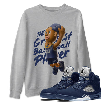 Air Jordan 5 Georgetown Sneaker Match Tees Dunkshot Boy Sneaker Tees AJ5 Georgetown Sneaker Release Tees Unisex Shirts Heather Grey 1