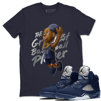 Air Jordan 5 Georgetown Sneaker Match Tees Dunkshot Boy Sneaker Tees AJ5 Georgetown Sneaker Release Tees Unisex Shirts Navy 1