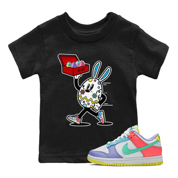 Dunk Easter Candy Sneaker Match Tees Easter Egg Hunter Sneaker Tees Holiday Easter T-Shirt Sneaker Release Tees Kids Shirts Black 1