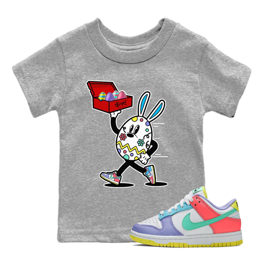 Dunk Easter Candy Easter Egg Hunter Baby and Kids Sneaker Tees Holiday Easter T-Shirt Kids Sneaker Tees Size Chart