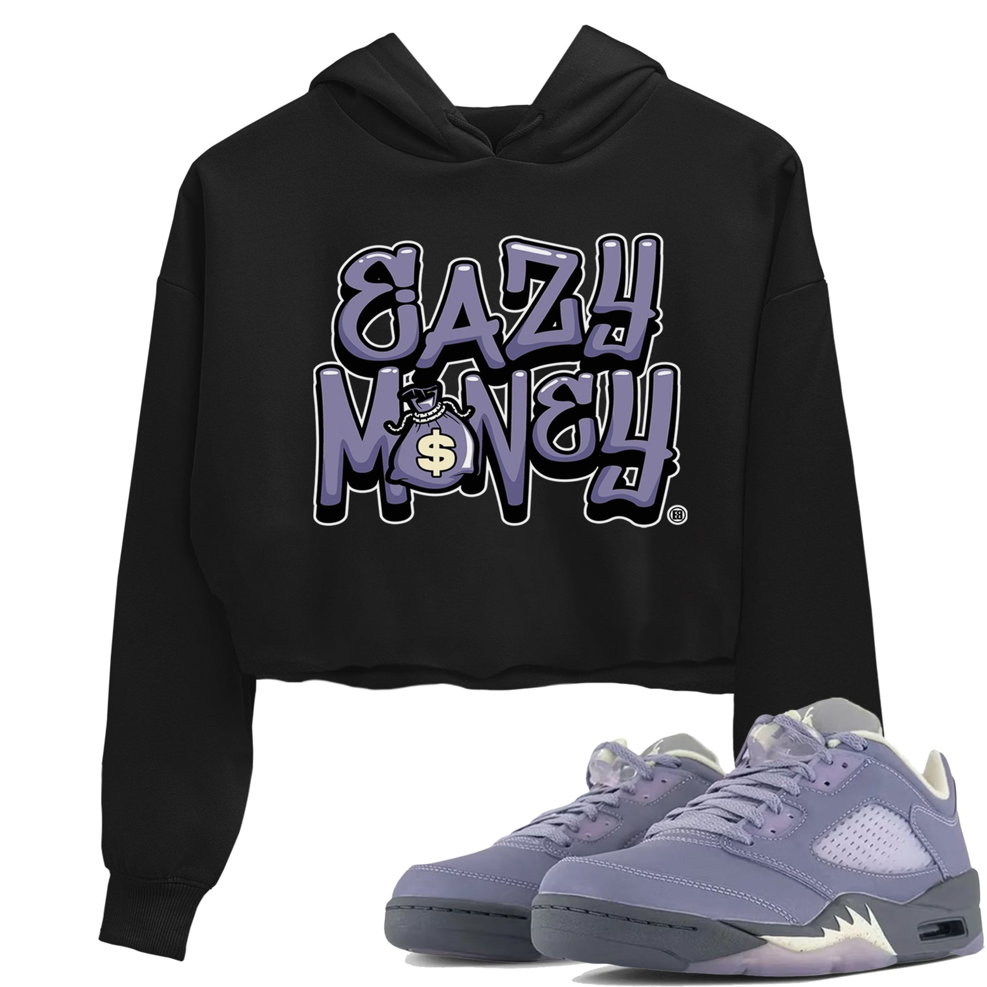 Air Jordan 5 Indigo Haze Sneaker Match Tees Easy Money 5s Indigo Haze Tee Sneaker Release Tees Women's Shirts Black 1
