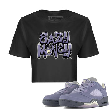 Air Jordan 5 Indigo Haze Sneaker Match Tees Easy Money 5s Indigo Haze Tee Sneaker Release Tees Women's Shirts Black 1