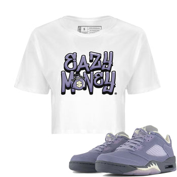 Air Jordan 5 Indigo Haze Sneaker Match Tees Easy Money 5s Indigo Haze Tee Sneaker Release Tees Women's Shirts White 1