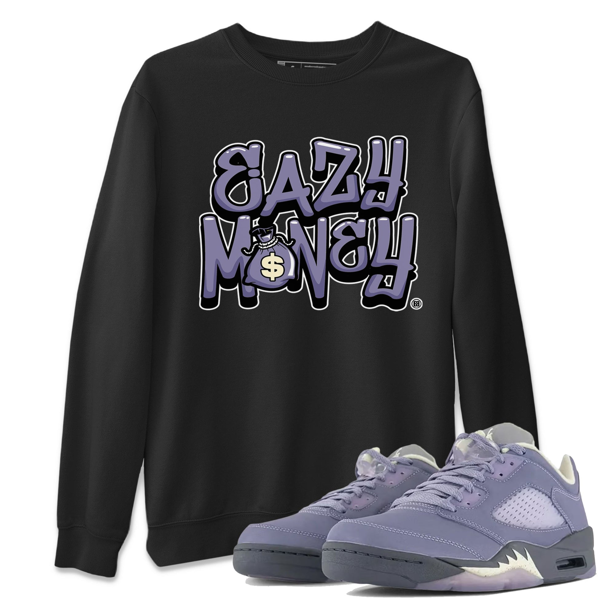 Air Jordan 5 Indigo Haze Sneaker Match Tees Easy Money 5s Indigo Haze Tee Sneaker Release Tees Unisex Shirts Black 1