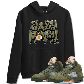 Air Jordan 5 Olive shirt to match jordans Easy Money sneaker match tee AJ5 Olive SNRT Sneaker Tees unisex cotton Black 1 crew neck shirt