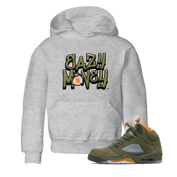 Air Jordan 5 Olive shirt to match jordans Easy Money sneaker match tee AJ5 Olive SNRT Sneaker Tees baby toddler Heather Grey 1 cotton Shirt