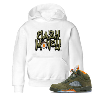 Air Jordan 5 Olive shirt to match jordans Easy Money sneaker match tee AJ5 Olive SNRT Sneaker Tees baby toddler White 1 cotton Shirt