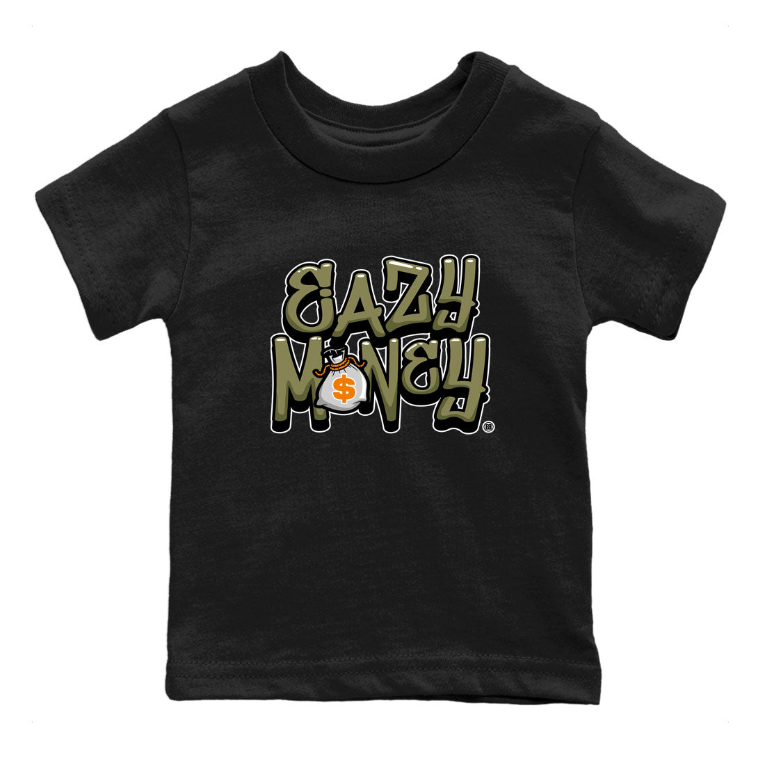 Air Jordan 5 Olive shirt to match jordans Easy Money sneaker match tee AJ5 Olive SNRT Sneaker Tees baby toddler Black 2 cotton Shirt